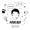 Set of podcast icons